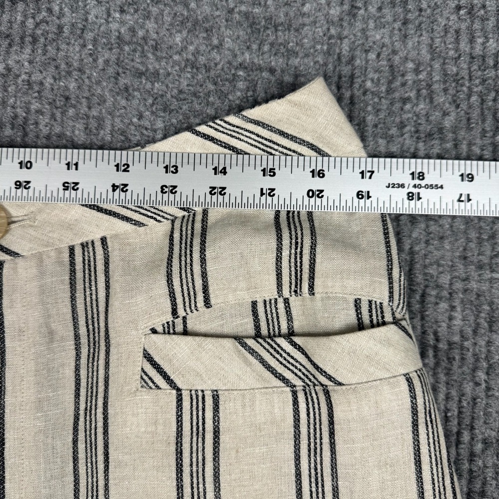 mare mare Pants Womens L Anthropologie 100% Linen Striped Wide Leg High Rise - Picture 6 of 10